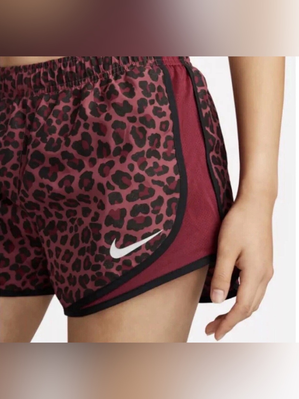 Nike Dri-Fit Tempo Red Leopard Print Running Shorts Womens Size Small